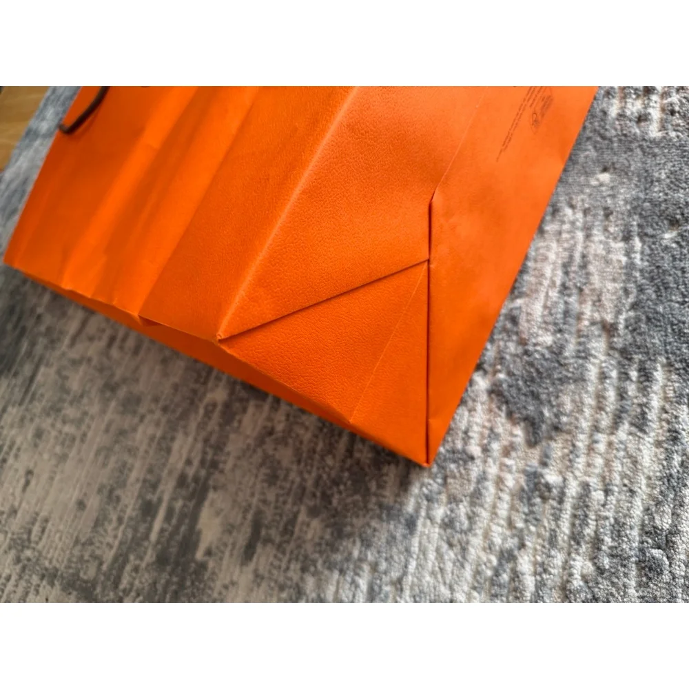 Unisex Hermès Orange & Black Logo Shopping Bag One Size